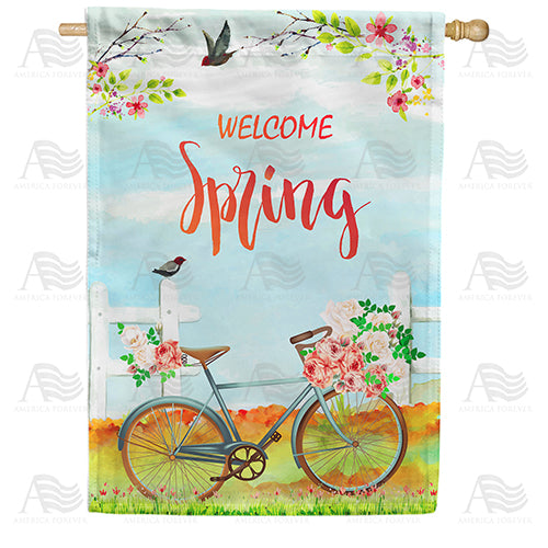 America Forever Vintage Spring Bicycle House Flag