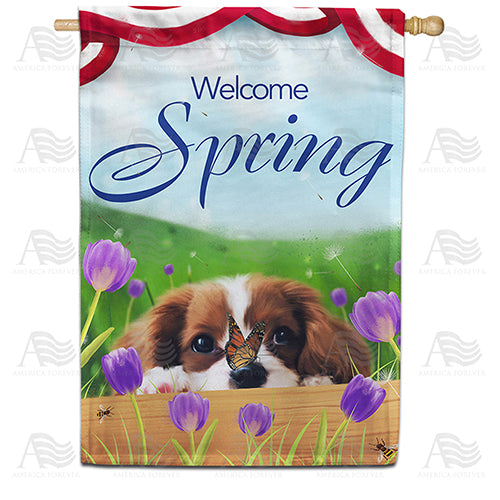 America Forever Spring Charles Spaniel House Flag