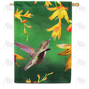 America Forever Hummingbird and Yellow Flowers House Flag