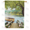 America Forever Serene Spring Swan Lake House Flag