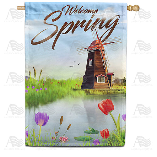 America Forever Windmills and Tulips House Flag