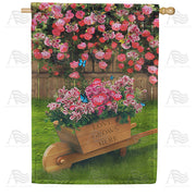 America Forever Love Grows Here Flowers House Flag