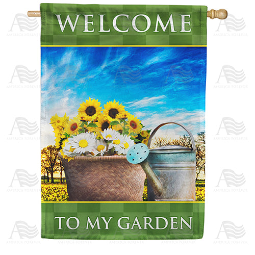 America Forever Welcome To My Garden Flowers House Flag