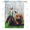 America Forever Darling Dachshund Pups House Flag