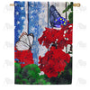 America Forever Patriotic Geraniums Butterfly House Flag