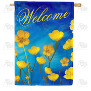 America Forever Buttercups Welcome Watercolor House Flag