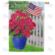 America Forever Patriotic Red Geraniums House Flag