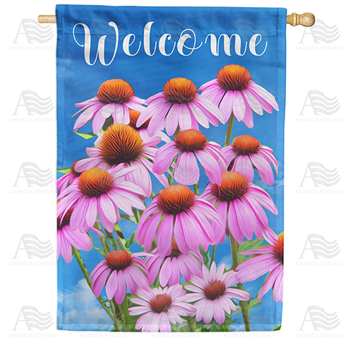 America Forever Coneflower Welcome House Flag
