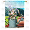 America Forever Watering Can Bouquet House Flag