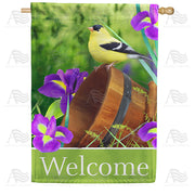 America Forever Goldfinch And Iris Welcome House Flag