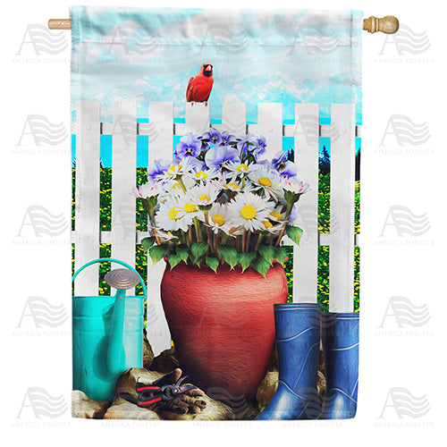 America Forever Planting Flowers House Flag