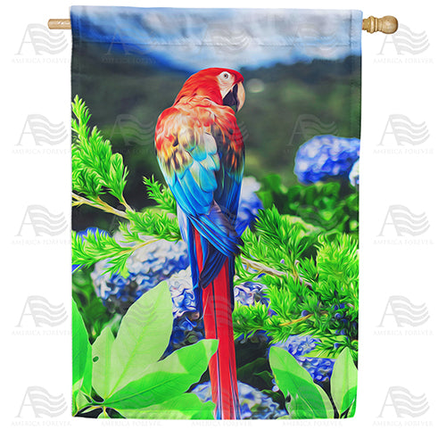 America Forever Colorful Macaw House Flag