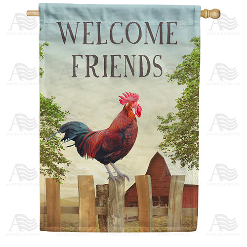 America Forever Rooster Welcome Friends House Flag