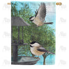 America Forever Chickadees At Feeder House Flag