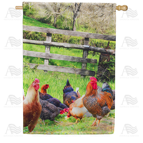 America Forever Chicken Flock Feast House Flag