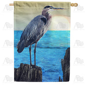 America Forever Heron At Ocean Sunset House Flag