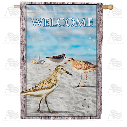 America Forever Sandpipers At Sea Shore House Flag
