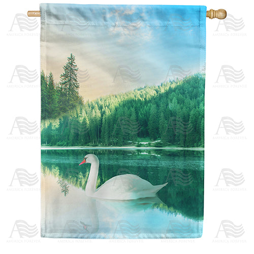 America Forever Swan Lake Reflection House Flag