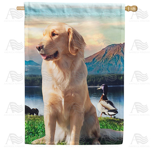 America Forever Mountain Lake Solitude House Flag