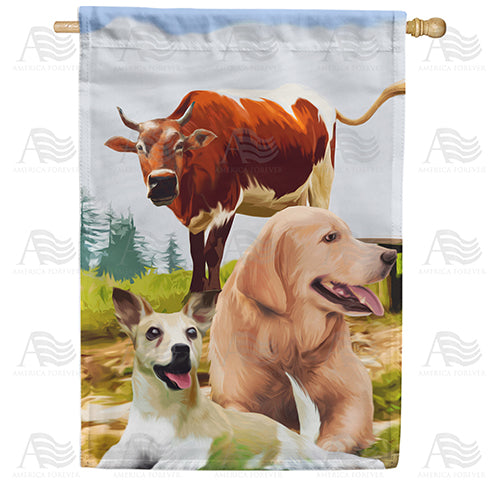 America Forever Farm Buddies House Flag