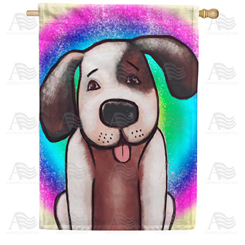 America Forever Rainbow Puppy House Flag