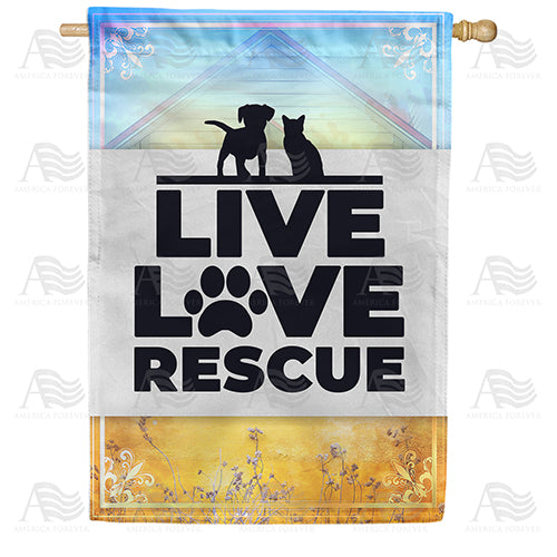 America Forever Live Love Rescue House Flag