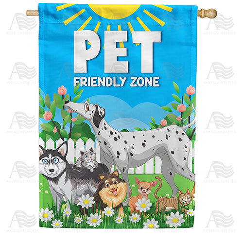America Forever Pet Friendly Zone - Cartoon House Flag
