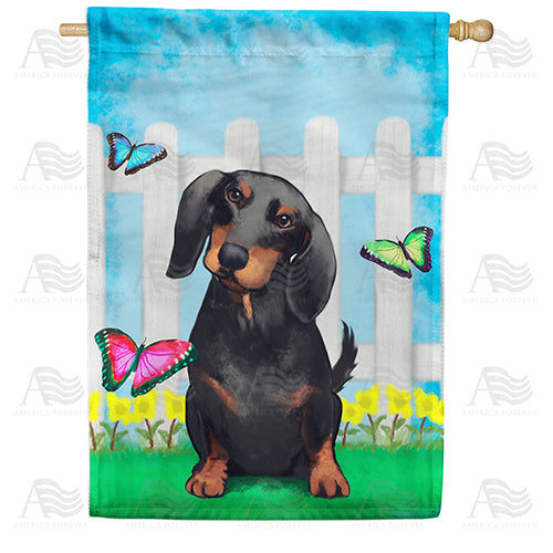 America Forever Dachshund Watercolor House Flag