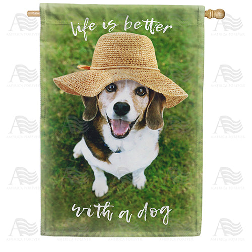 America Forever Life Is Better With A Dog House Flag