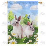 America Forever Spring Bunny Couple House Flag