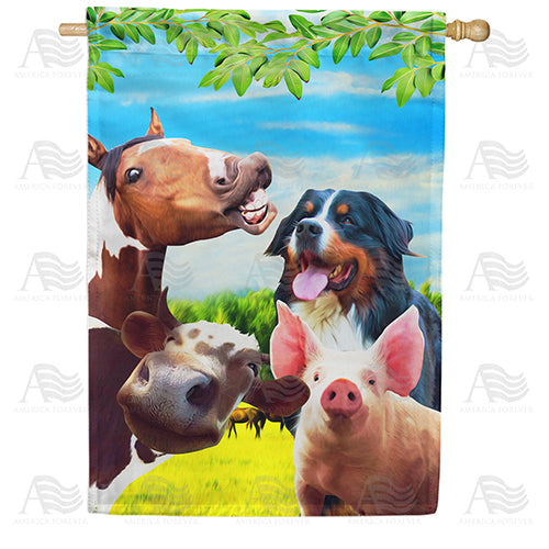 America Forever Funny Farm Friends House Flag