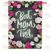 America Forever Best Mom Ever - Rose Border House Flag