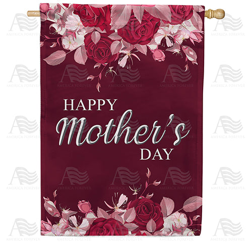 America Forever Burgundy Roses For Mother House Flag