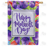 America Forever Happy Mother's Day - Purple Tulips Border House Flag
