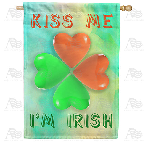 America Forever Kiss Me I'm Irish House Flag
