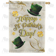 America Forever Happy St. Patrick's Day Gold Tone House Flag