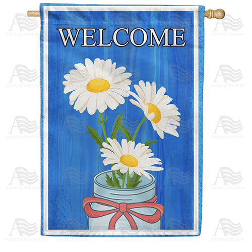 America Forever Daisies In Mason Jar House Flag