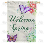 America Forever Welcome Spring Butterflies House Flag