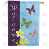 America Forever Floral Butterfly Welcome House Flag