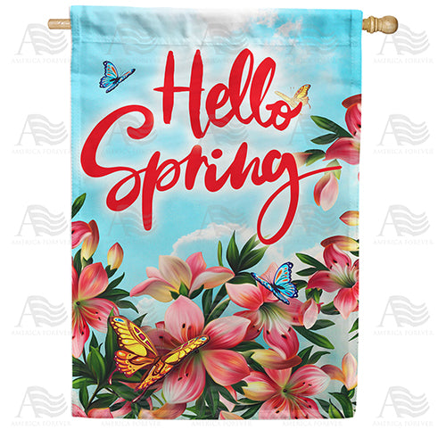 America Forever Spring Pink Lilies House Flag