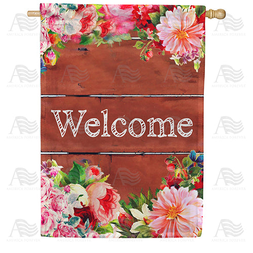 America Forever Floral Welcome Spring House Flag