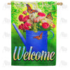 America Forever Blooming Roses Water Can House Flag