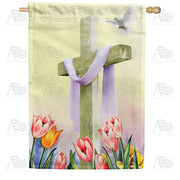 America Forever Cross And Tulips House Flag