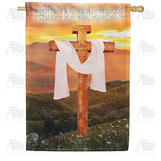 America Forever He Is Risen Easter Cross House Flag