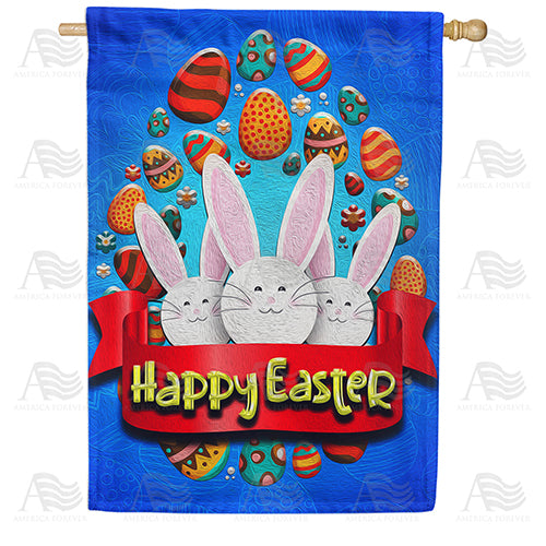 America Forever Easter Bunny Trio House Flag