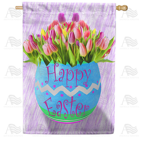 America Forever Tulips In Easter Egg House Flag
