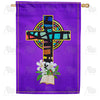America Forever Stained Glass Easter Cross House Flag