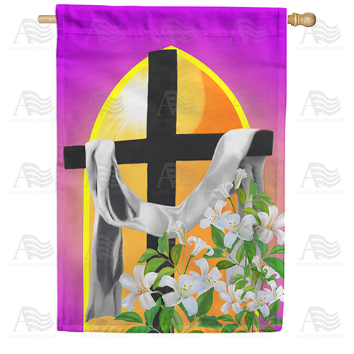 America Forever Cross And Lilies House Flag