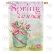 America Forever Pail Of Pink Roses House Flag