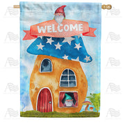 America Forever Welcome To Our Gnome House Flag